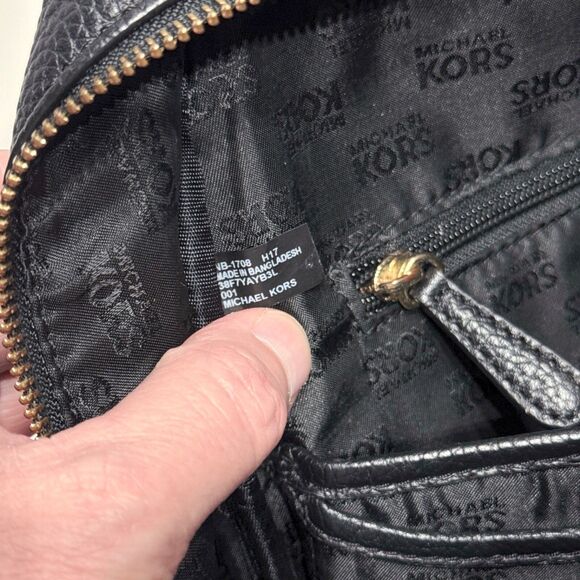 Michael By Michael Kors Black Pebble Leather Backpack Gold Hardware - Picture 14 of 16